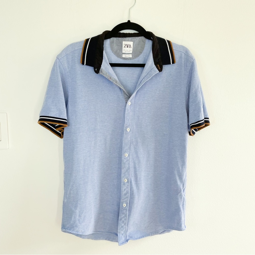 Zara 100% Cotton Button Down Polo, Size L
